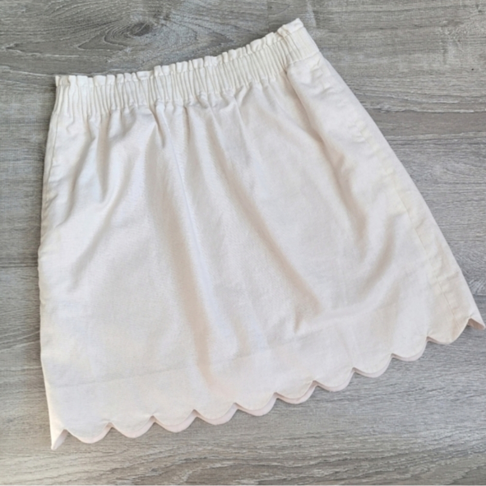 Women's 4 J. Crew Linen Cotton Blend Scalloped Hem Skirt